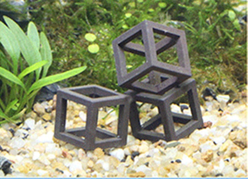 XMHF 5Pcs Ceramic Aquarium Small Fish Shrimp Crayfish Breeding Cube Block Shelter Gray - Image 3